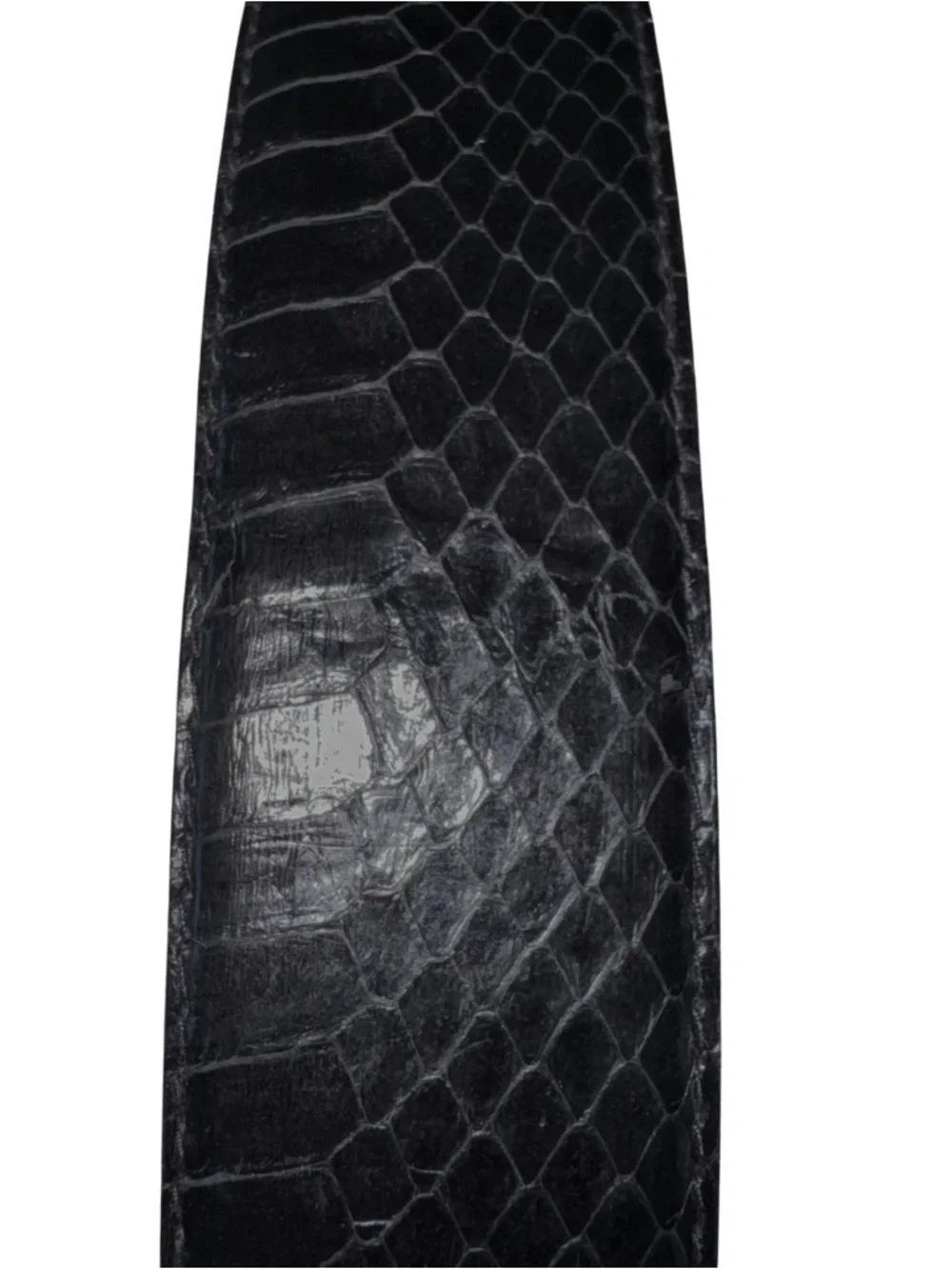 Vintage Women's Dame 100% Genuine‎ Black Snakeskin Belt Silver Shell Buckle